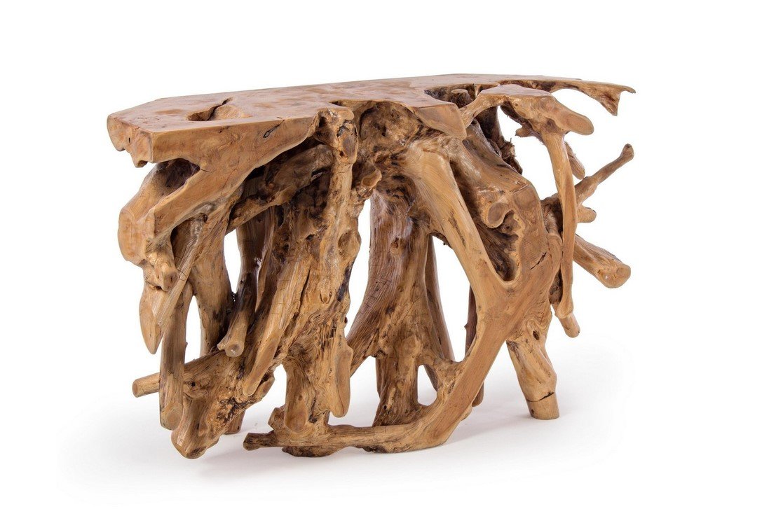 CONSOLLE SOLIDAD 120X40 jollygiuncoeu rustic coffee table made from intertwined driftwood pieces with natural exposed roots as legs