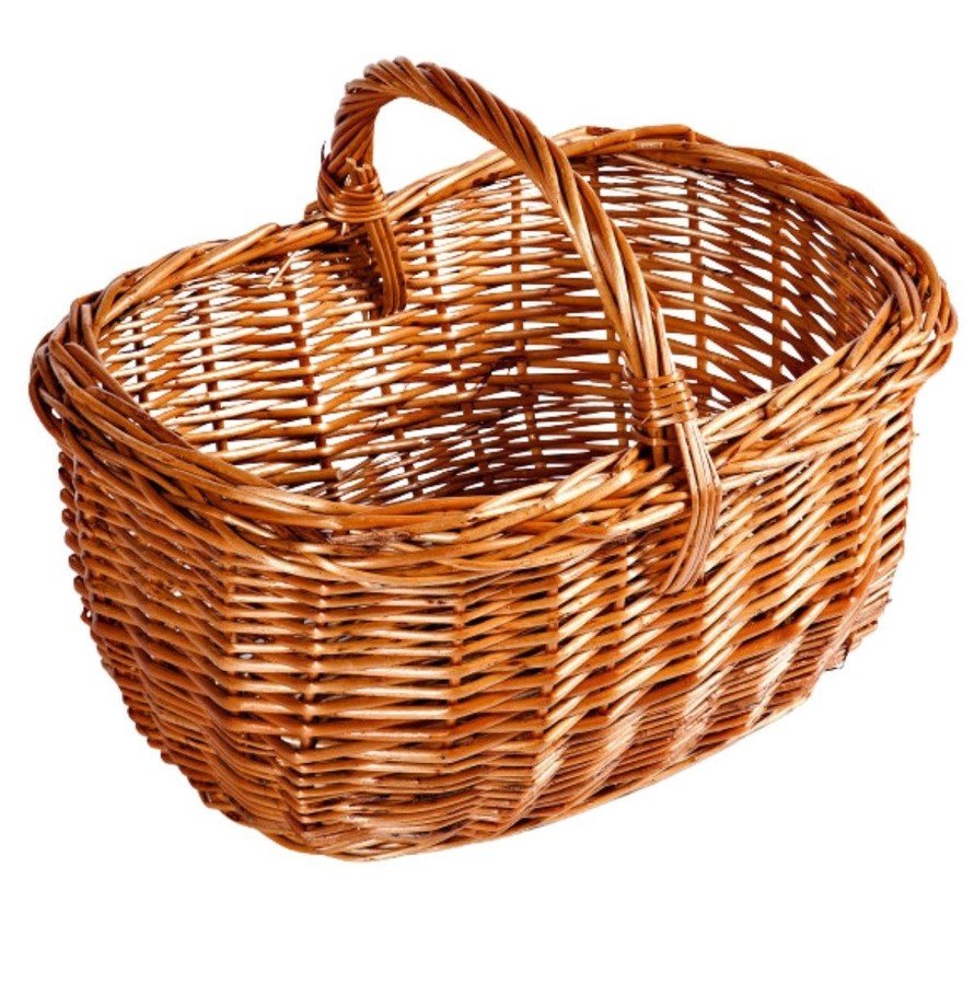 Cesto in vimini rosso intero Olanda 36X26H37 jollygiuncoeu woven wicker basket with two handles on a white background