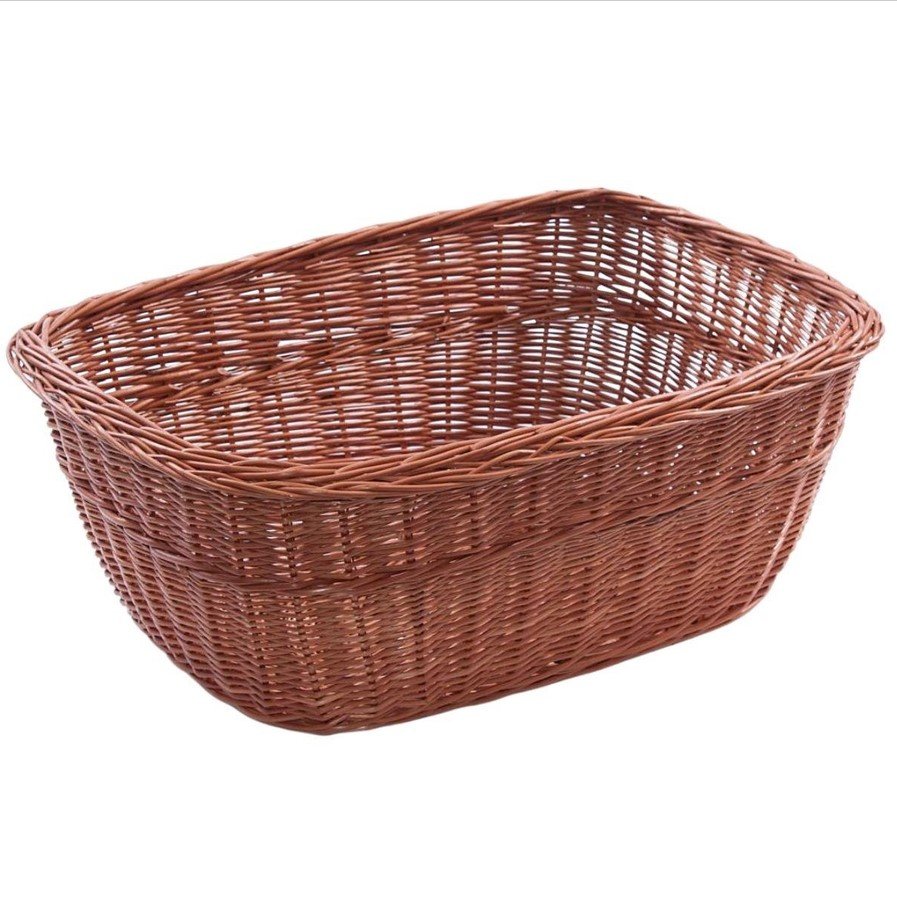 Cesto per bicicletta in vimini rosso Olanda 60x44H24 jollygiuncoeu brown woven wicker basket with curved sides and small handles on the rim
