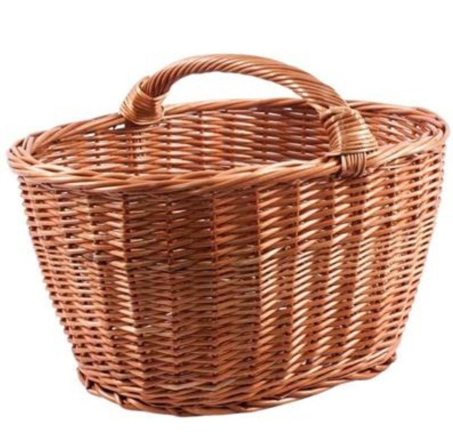 Cesto portalegna in vimini rosso 50x33H36 jollygiuncoeu wicker picnic basket with a curved handle and tight weave brown in color