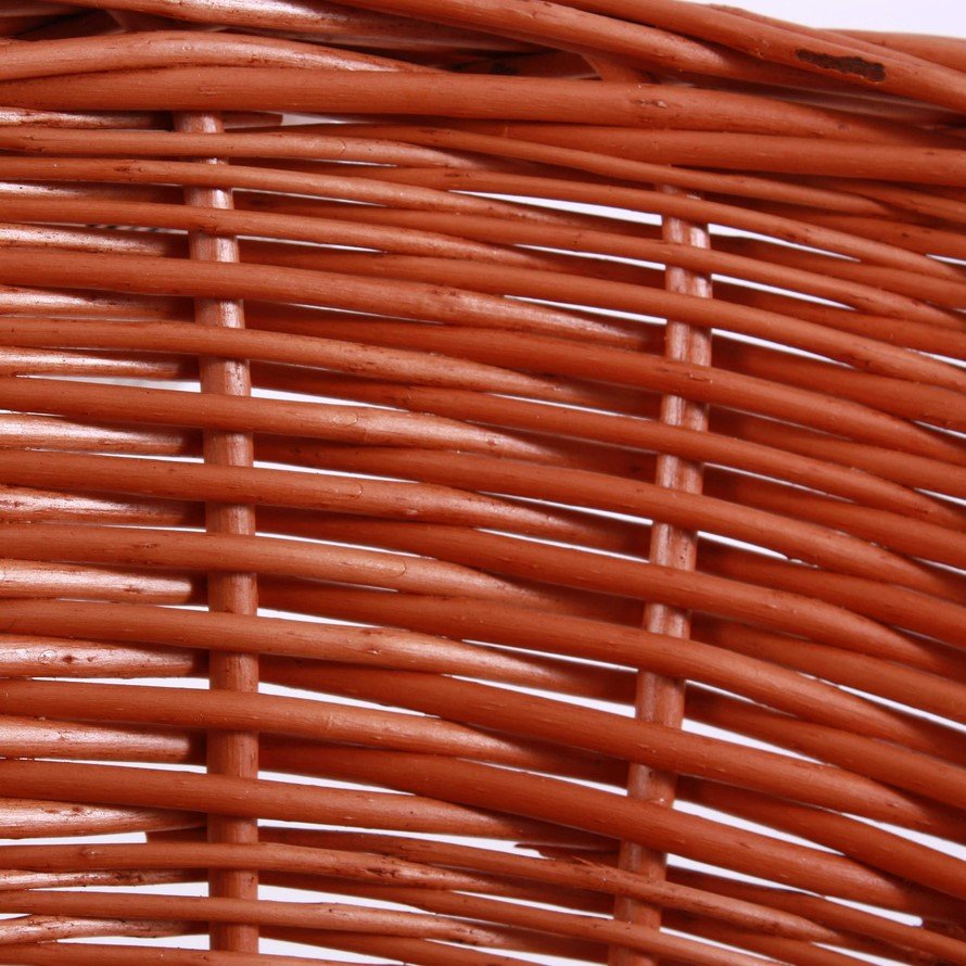 ESPOSITORE CONO VIMINI ROSSO DIA60 FONDO32 H222 jollygiuncoeu close up of red brown wicker weave with interlaced horizontal and vertical fibers forming a basket pattern